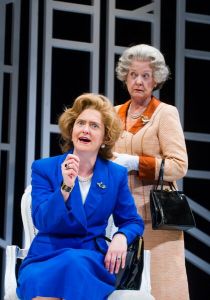the young Maggie T with the older Queen in Handbagged